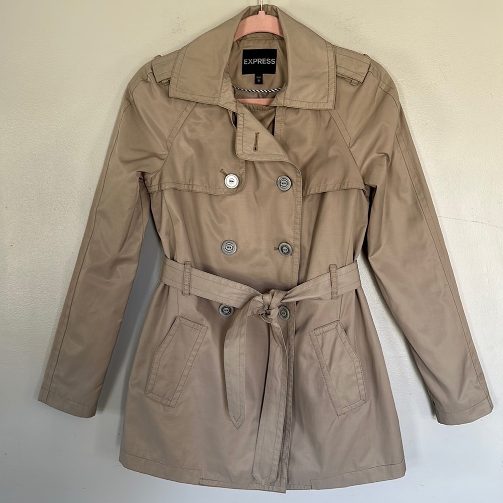 Express Double Breasted Trench Coat - Khaki - XS